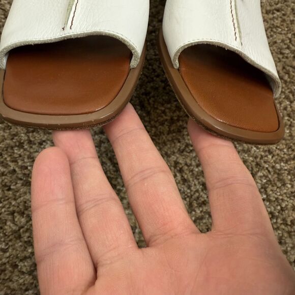 Brighton Womens 7.5 Java Slide Sandals Slip-On White Leather With Bow Western - Picture 5 of 14